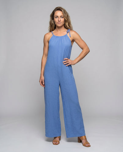 Damen luftiger Jumpsuit mit schickem Bandeauschnitt und breitem Bein