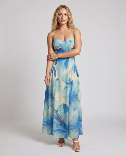 Damen luftiges Maxikleid mit einzigartigem Blumenmuster