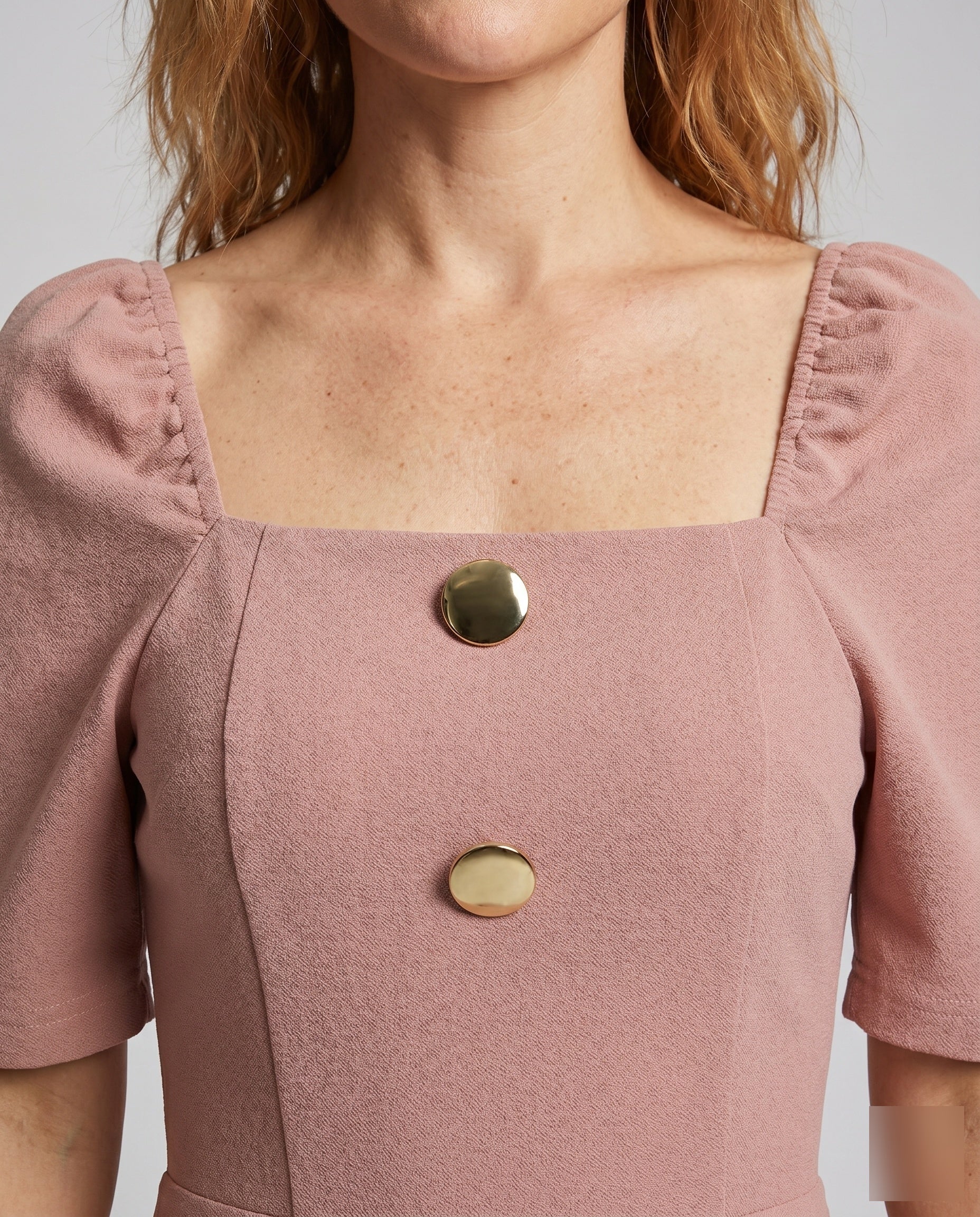 Damen Elegantes Kleid mit quadratischem Ausschnitt und Puffärmeln