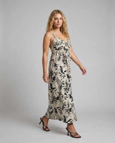 Damen Maxikleid mit floralem Muster und zarten Spaghettiträgern