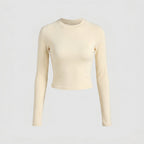 Damen nan enganliegendes kurzgeschnittenes Langarmshirt mit Raglannähten und Daumenlöchern R&B