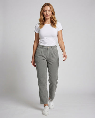 Damen Gerippte Relaxhose mit Bügelfalte