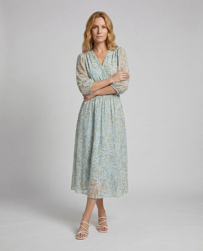 Damen Maxikleid mit V-Ausschnitt und Glockenrock