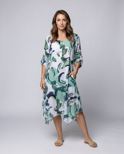Damen Lässiges Sommerkleid mit Knopfdetails und luftiger Passform R&B