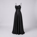 Damen Maxikleid mit elegantem Schlitz und fließendem Satinmaterial R&B