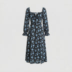 Damen Maxikleid mit tailliertem Schnitt und floralen Rüschendetails R&B