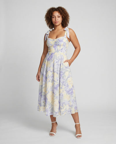 Damen Midikleid mit lässigen Trägern und floralem Muster R&B