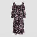 Damen Maxikleid mit tailliertem Schnitt und floralen Rüschendetails R&B
