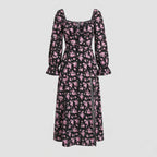 Damen Maxikleid mit tailliertem Schnitt und floralen Rüschendetails R&B