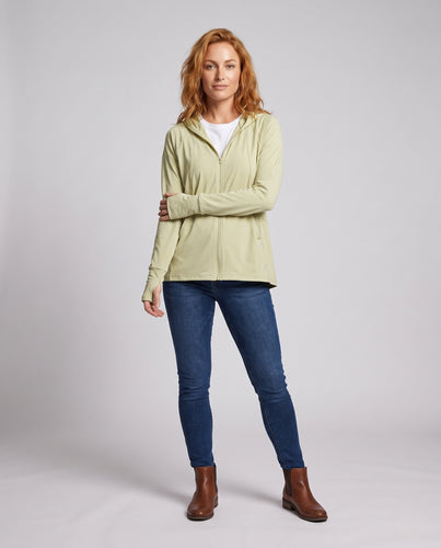 Damen UV-Schutzjacke mit 70 cm langen Ärmel und abnehmbarer Kapuze R&B