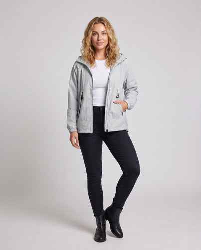 Damen funktionale Windbreaker-Jacke mit verstellbarem Kapuzenkragen R&B