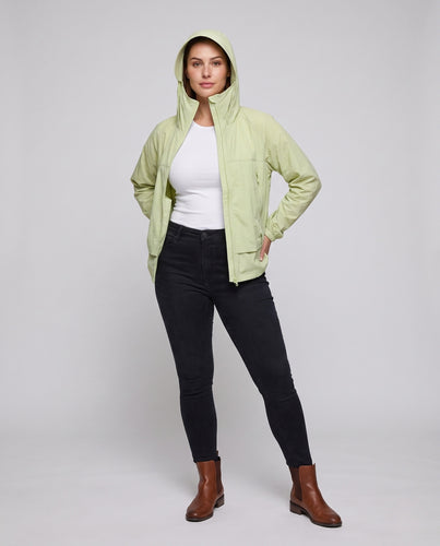 Damen technische Outdoor-Jacke mit hohem Kragen und abnehmbarer Kapuze R&B