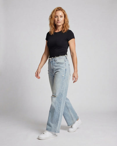 Damen Boyfriend Jeans High Waist Used Look