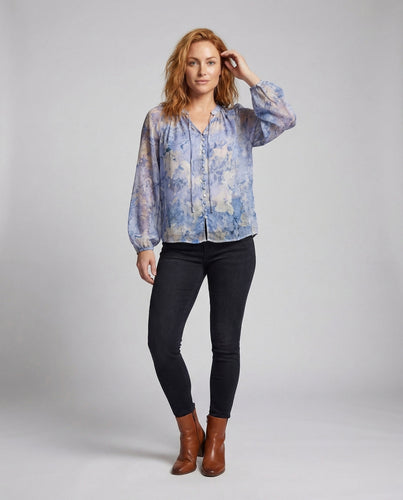 Damen Chiffonbluse mit Aquarellmuster