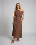 Damen Schulterfreies Maxikleid mit Drapierung