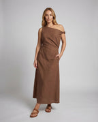 Damen Schulterfreies Maxikleid mit Drapierung