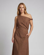 Damen Schulterfreies Maxikleid mit Drapierung