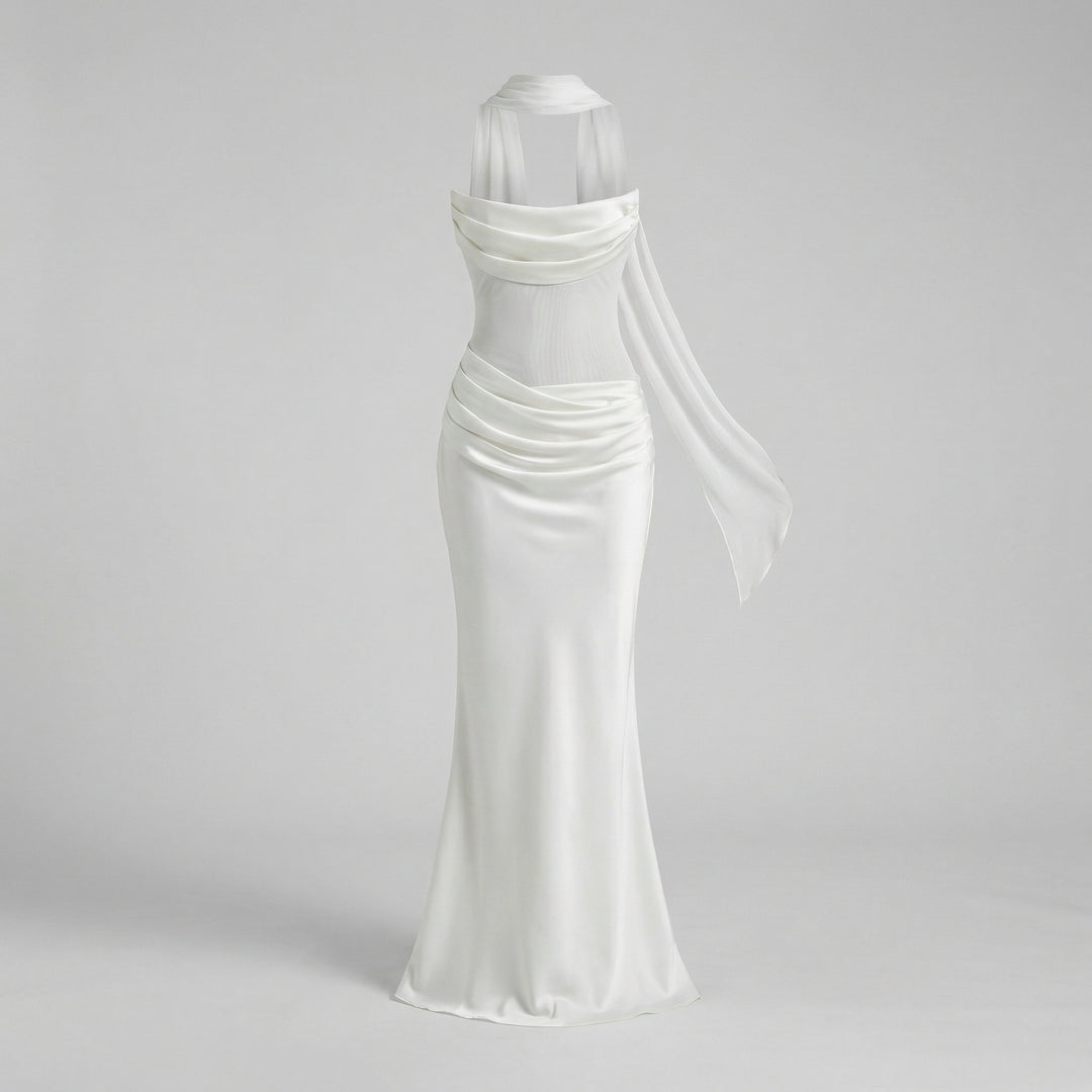 Abendkleid schulterfrei mit Drapierung