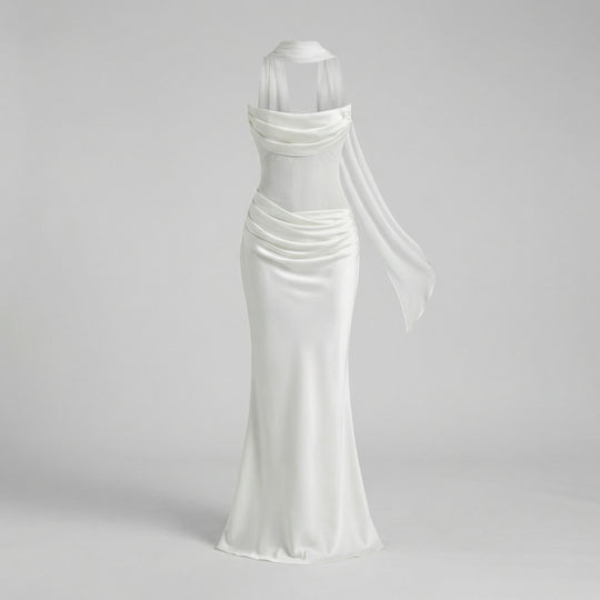 Abendkleid schulterfrei mit Drapierung