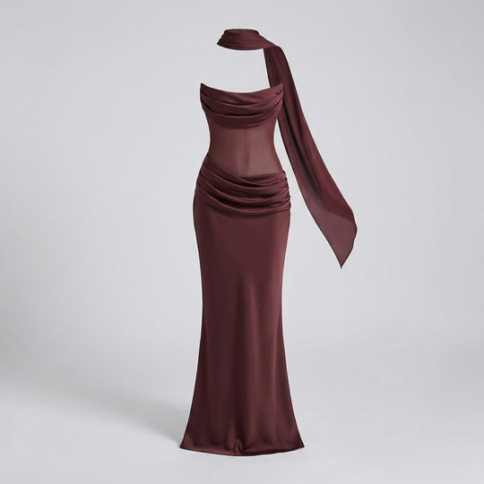 Abendkleid schulterfrei mit Drapierung