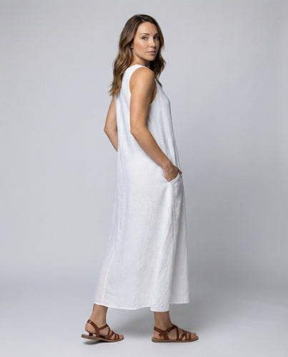 Damen Leinen-Maxikleid A-Linien-Schnitt