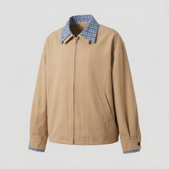 Herren Harrington-Übergangsjacke Karokragen