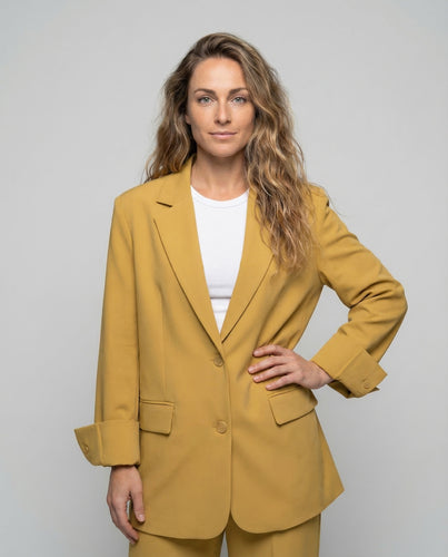 Damen Kastiger Blazer Bundfaltenhose Anzugstil