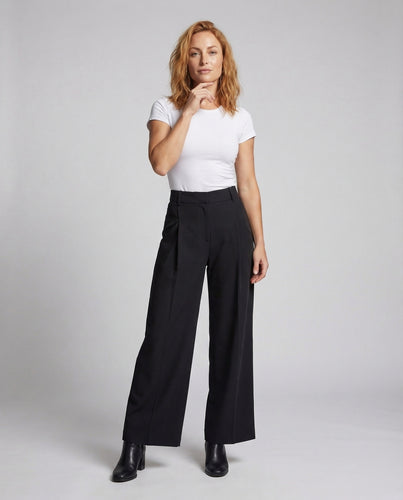 Damen Drapierte Palazzo-Stoffhose Wickeloptik