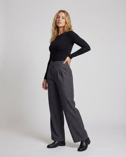 Damen Stoffhose Wollmix-Twill Faltenbund