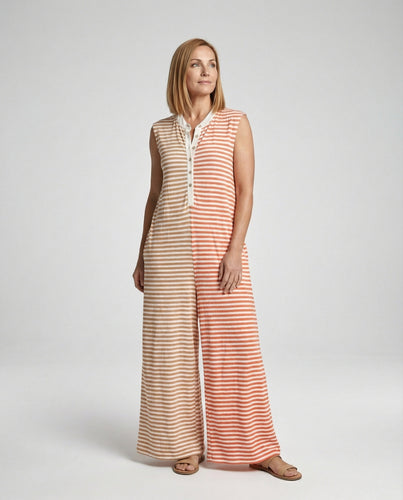 Damen Jumpsuit gestreift weit