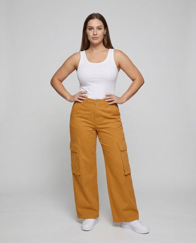 Damen Cargo-Hose Palazzo-Stil Hängeschlaufen