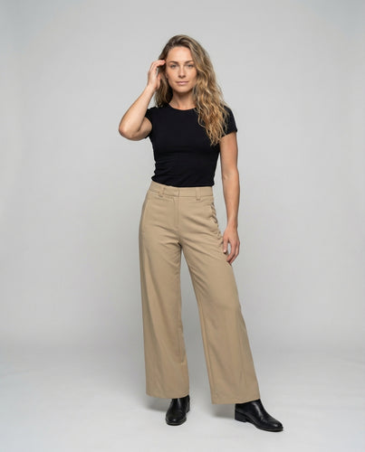 Damen Hochtaillierte Garderobenhose Weiter Fall