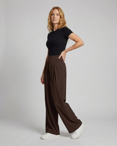 Damen Lounge-Hose Bundfalten Elastischer Komfortbund