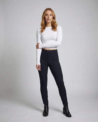 Damen Bauchfreies Langarmshirt Daumenloch