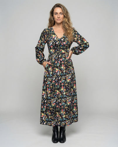 Damen florales Maxikleid mit Empire-Naht