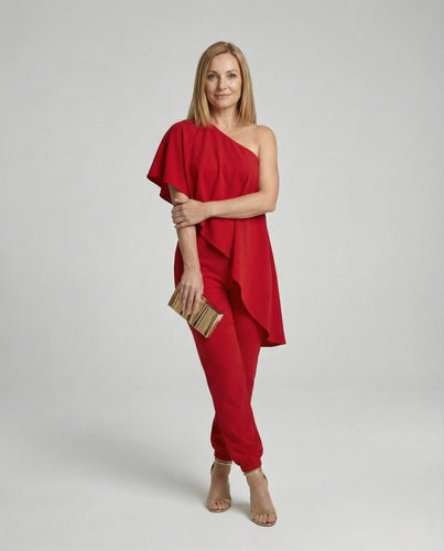 Damen Jumpsuit Ein-Schulter elegant