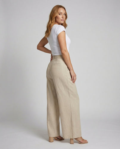 Damen elegante Leinenmix-Weithose