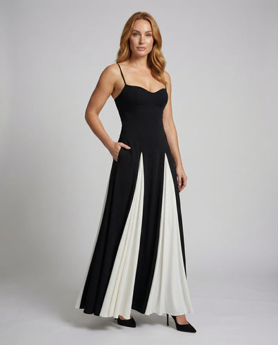 Damen elegantes Maxikleid mit Herzausschnitt