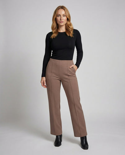 Damen hochtaillierte Palazzo-Hose mit Bügelfalte