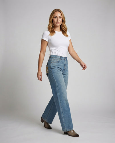 Damen Jeans High Waist Gerade Passform