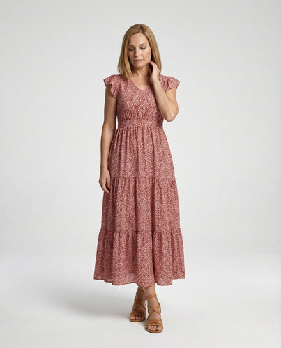Damen Blumenkleid Maxikleid Stufen