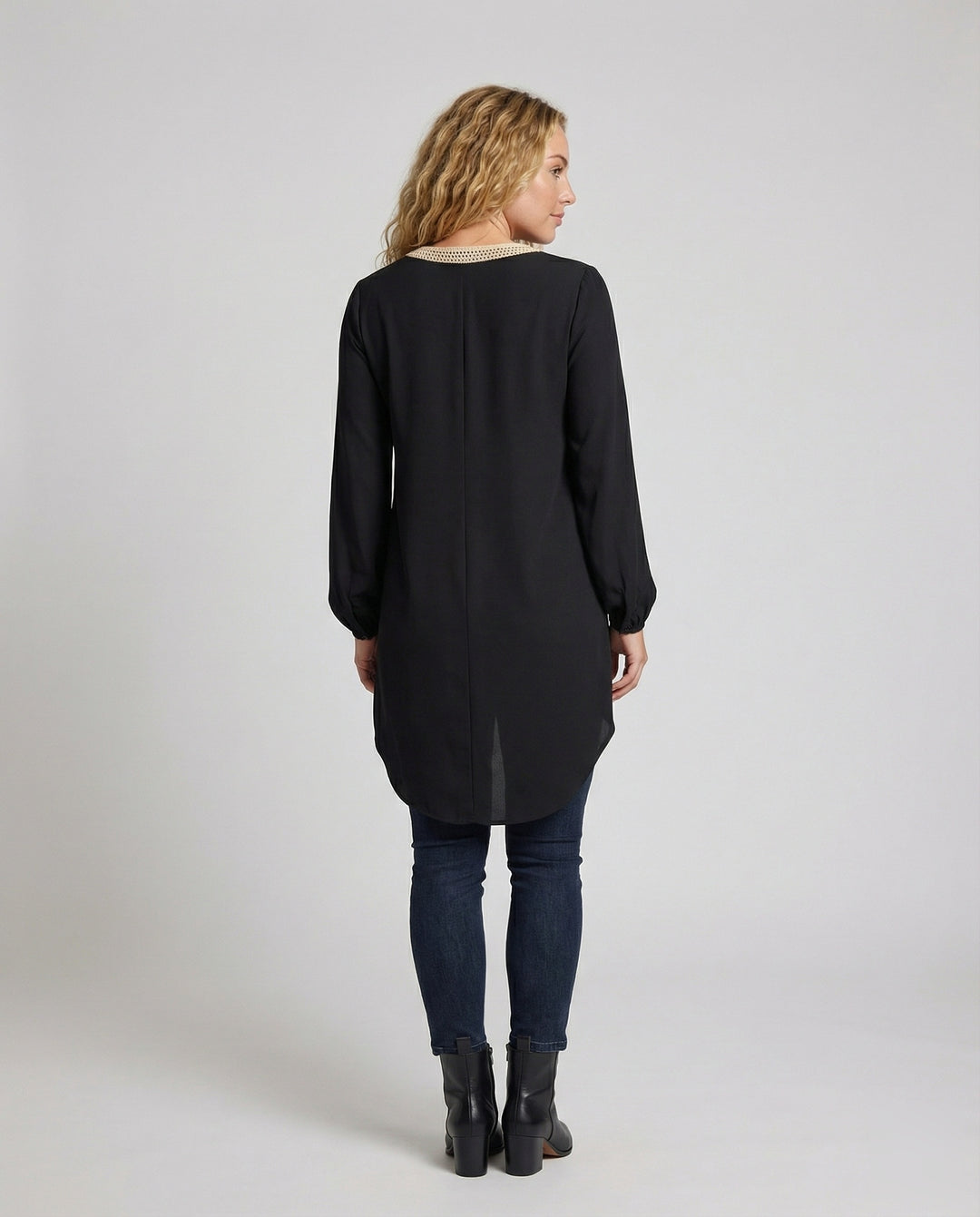 Damen V-Ausschnitt-Tunika Spitze Asymmetrisch