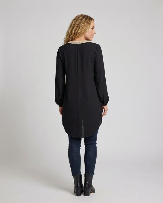 Damen V-Ausschnitt-Tunika Spitze Asymmetrisch