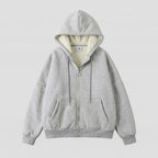Unisex Oversize-Kapuzenjacke Teddy Reißverschluss