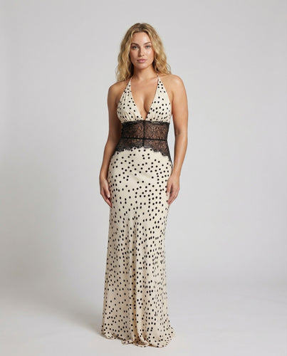 Damen Neckholder-Maxikleid mit Spitzenkorsett