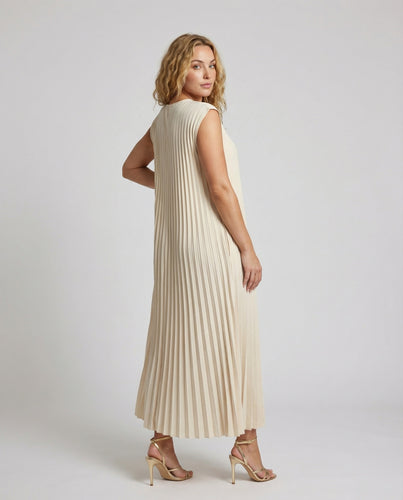 Damen plissiertes A-Linien-Maxikleid