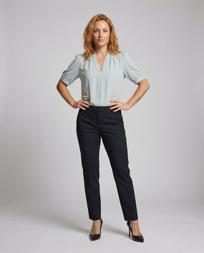 Damen Viskosebluse mit Schlitzkragen