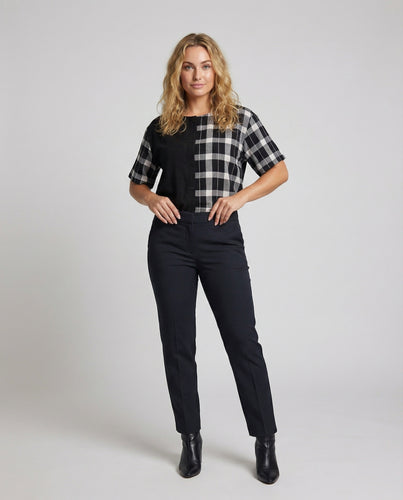 Damen Karo-Mix Oversize Blusenshirt