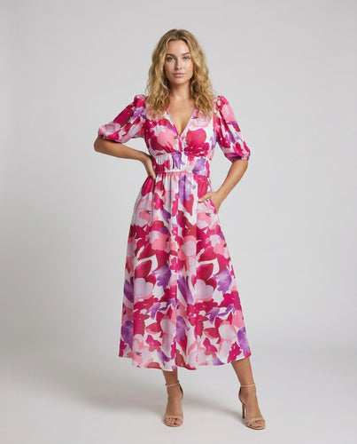 Damen Grafisches Raffung Midikleid