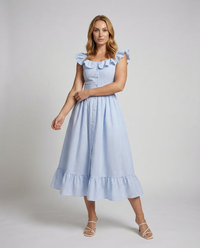 Damen tailliertes Popeline-Corsagenkleid mit Schößchen